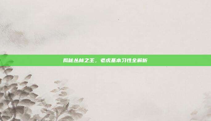 揭秘丛林之王，老虎基本习性全解析