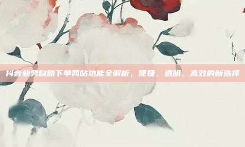 抖音业务自助下单网站功能全解析，便捷、透明、高效的新选择