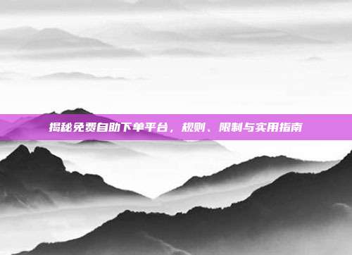揭秘免费自助下单平台，规则、限制与实用指南