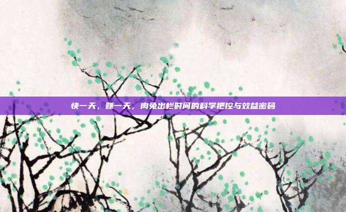快一天，赚一天，肉兔出栏时间的科学把控与效益密码