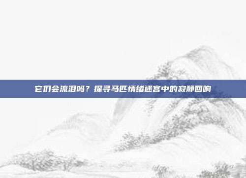 它们会流泪吗？探寻马匹情绪迷宫中的寂静回响