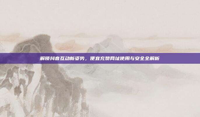 解锁抖音互动新姿势，便宜充赞网址使用与安全全解析