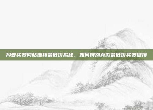抖音买赞网站链接最低价揭秘，如何辨别真假最低价买赞链接