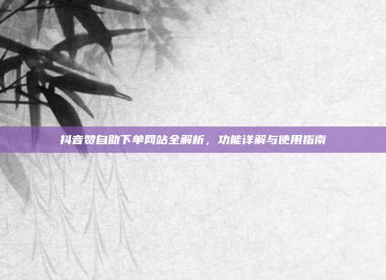 抖音赞自助下单网站全解析，功能详解与使用指南