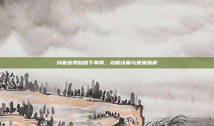 抖音业务自助下单网，功能详解与使用指南
