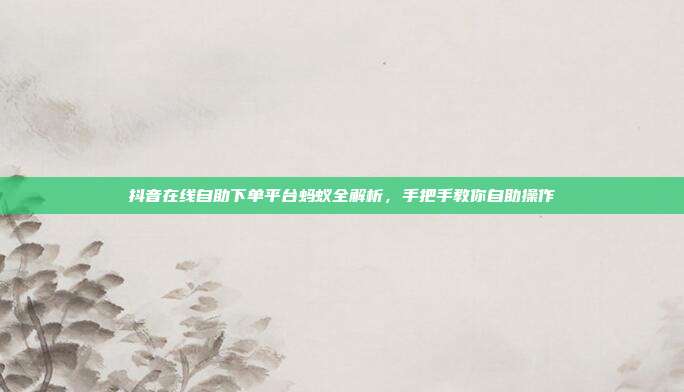 抖音在线自助下单平台蚂蚁全解析，手把手教你自助操作
