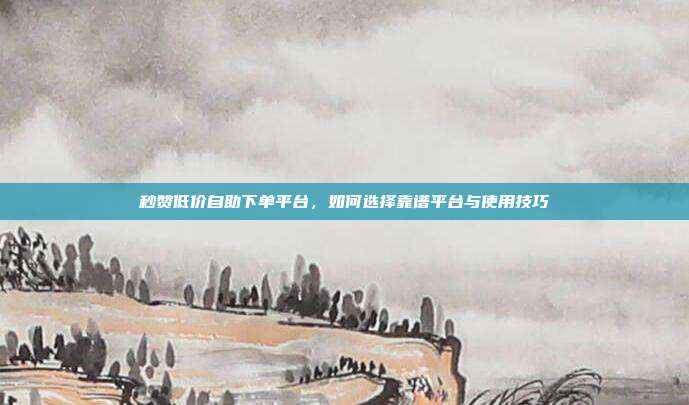 秒赞低价自助下单平台，如何选择靠谱平台与使用技巧