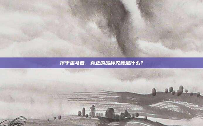 择千里马者，真正的品种究竟是什么？