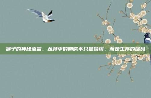 猴子的神秘语言，丛林中的呐喊不只是嬉闹，而是生存的密码