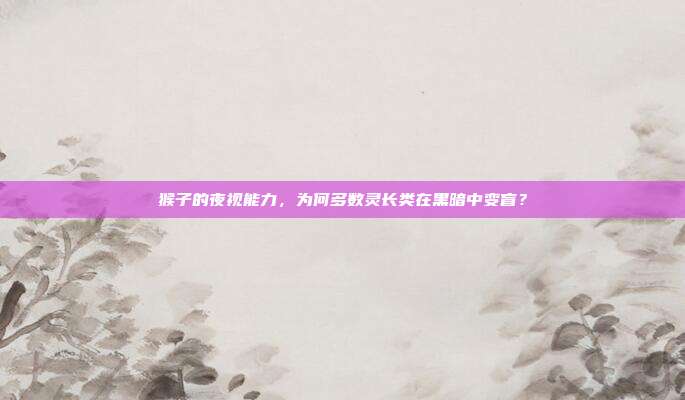 猴子的夜视能力，为何多数灵长类在黑暗中变盲？
