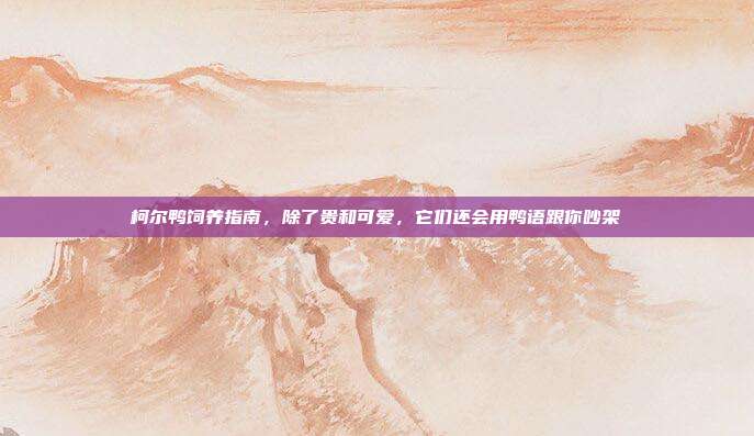 柯尔鸭饲养指南，除了贵和可爱，它们还会用鸭语跟你吵架