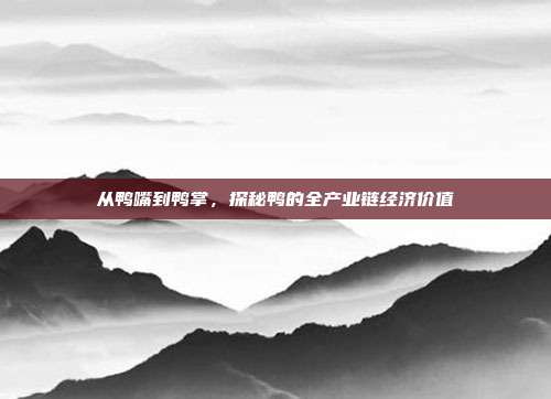 从鸭嘴到鸭掌，探秘鸭的全产业链经济价值