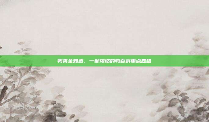 鸭类全知道，一部浓缩的鸭百科重点总结