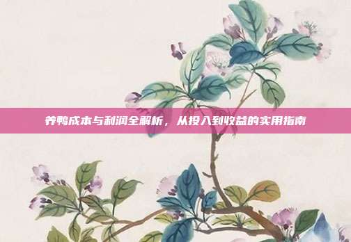 养鸭成本与利润全解析，从投入到收益的实用指南