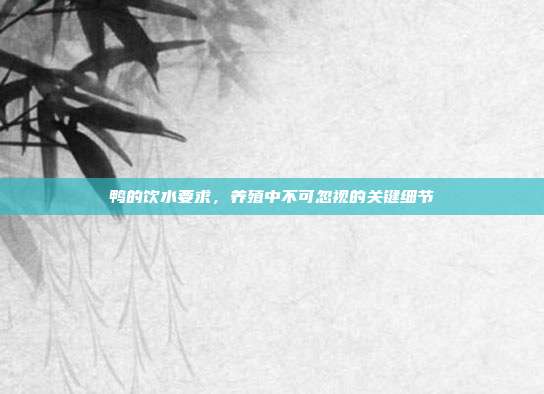 鸭的饮水要求，养殖中不可忽视的关键细节