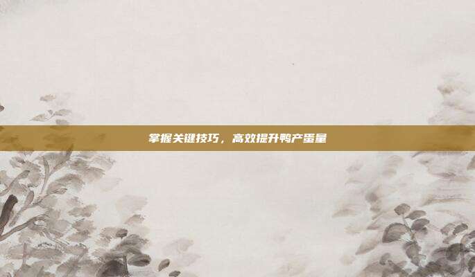掌握关键技巧，高效提升鸭产蛋量