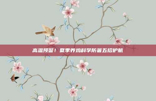 高温预警！夏季养鸡科学防暑五招护航