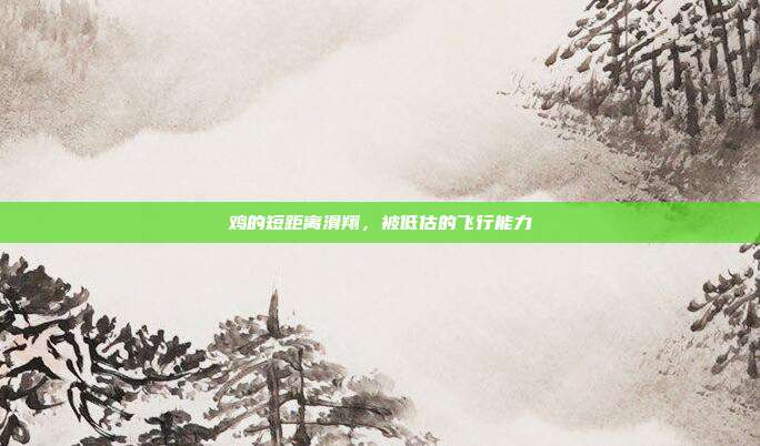 鸡的短距离滑翔，被低估的飞行能力