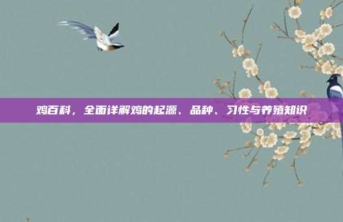 鸡百科，全面详解鸡的起源、品种、习性与养殖知识