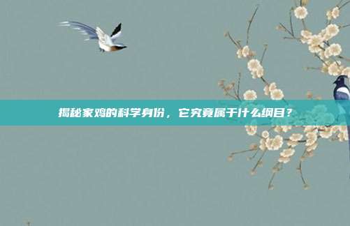 揭秘家鸡的科学身份，它究竟属于什么纲目？