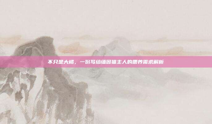 不只是大橘，一份写给缅因猫主人的喂养需求解析