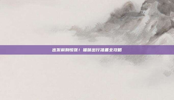 出发前别慌张！猫咪出行准备全攻略