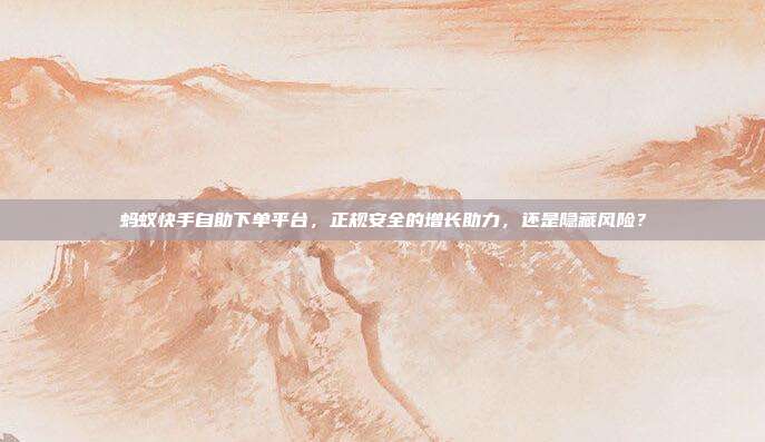 蚂蚁快手自助下单平台，正规安全的增长助力，还是隐藏风险？