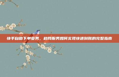快手自助下单业务，秒网服务如何实现快速到账的完整指南