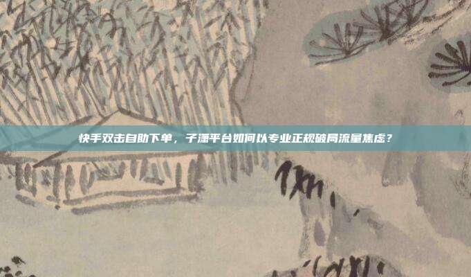 快手双击自助下单，子潇平台如何以专业正规破局流量焦虑？