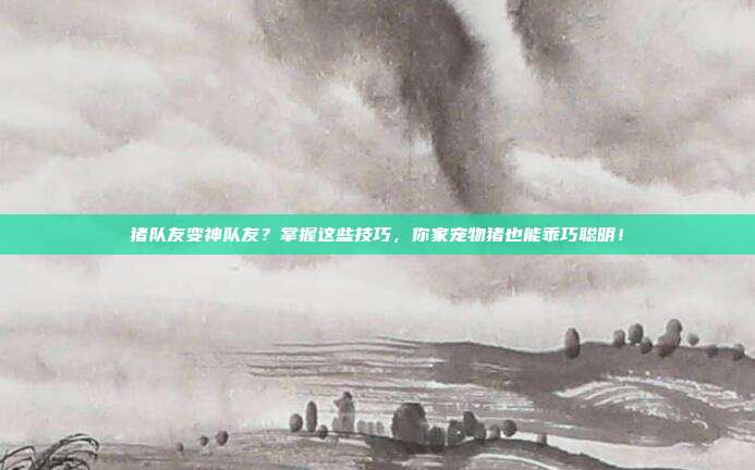 猪队友变神队友？掌握这些技巧，你家宠物猪也能乖巧聪明！
