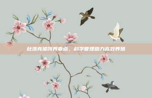 杜洛克猪饲养要点，科学管理助力高效养殖