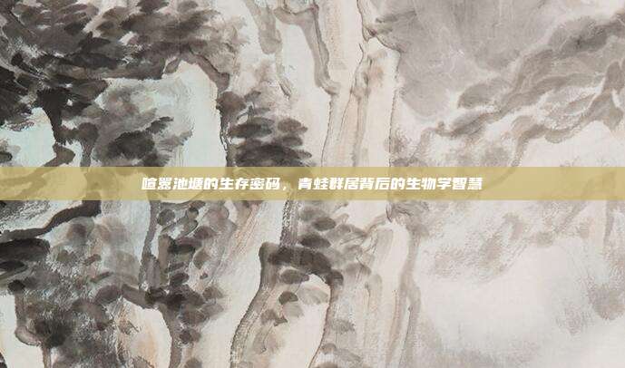 喧嚣池塘的生存密码，青蛙群居背后的生物学智慧