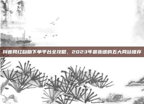 抖音网红自助下单平台全攻略，2023年最靠谱的五大网站推荐