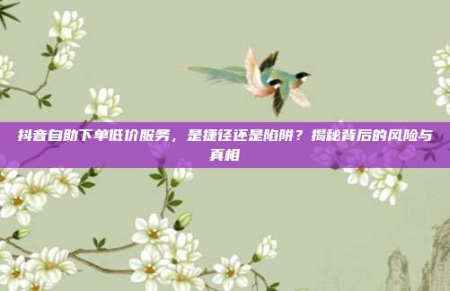 抖音自助下单低价服务，是捷径还是陷阱？揭秘背后的风险与真相