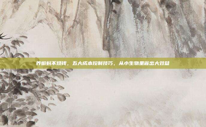 养蝌蚪不烧钱，五大成本控制技巧，从小生物里省出大效益