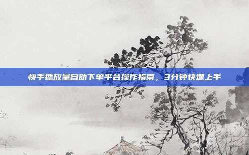 快手播放量自助下单平台操作指南，3分钟快速上手