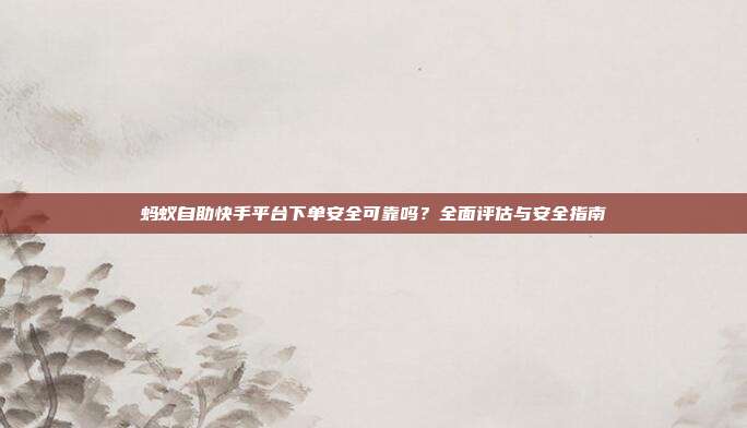 蚂蚁自助快手平台下单安全可靠吗？全面评估与安全指南