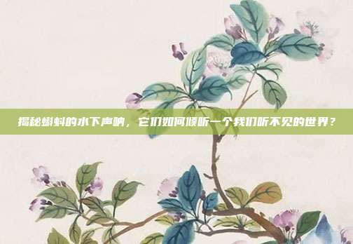 揭秘蝌蚪的水下声呐，它们如何倾听一个我们听不见的世界？