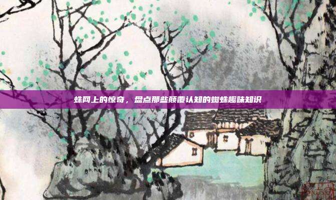 蛛网上的惊奇，盘点那些颠覆认知的蜘蛛趣味知识