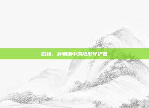 蜘蛛，食物链中的隐形守护者