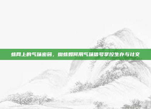 蛛网上的气味密码，蜘蛛如何用气味信号掌控生存与社交