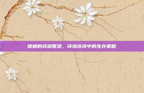 螳螂的择居智慧，环境选择中的生存策略