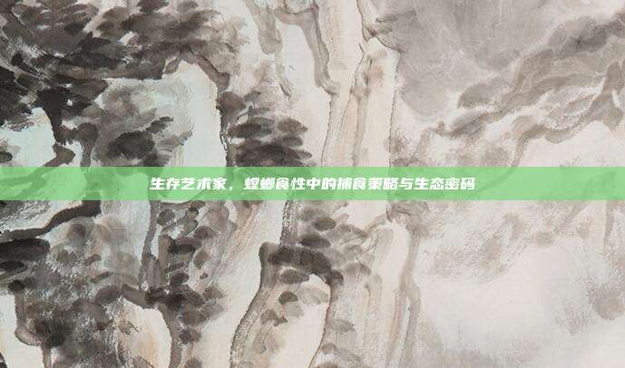 生存艺术家，螳螂食性中的捕食策略与生态密码