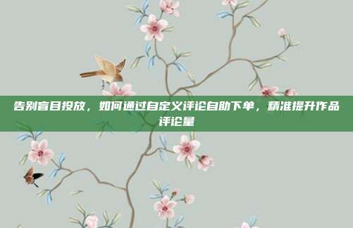 告别盲目投放，如何通过自定义评论自助下单，精准提升作品评论量