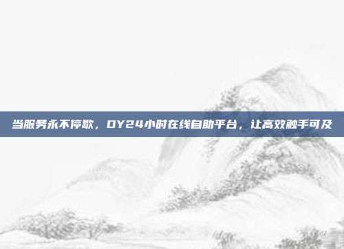 当服务永不停歇，DY24小时在线自助平台，让高效触手可及