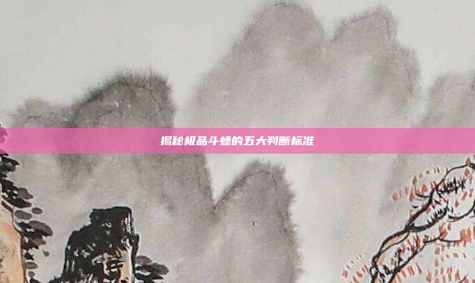 揭秘极品斗蟋的五大判断标准