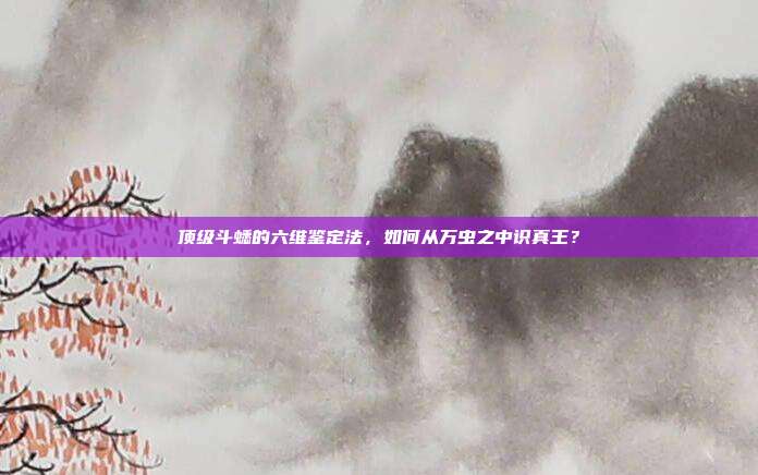 顶级斗蟋的六维鉴定法，如何从万虫之中识真王？