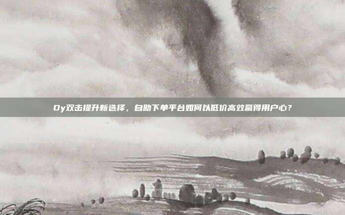 Dy双击提升新选择，自助下单平台如何以低价高效赢得用户心？