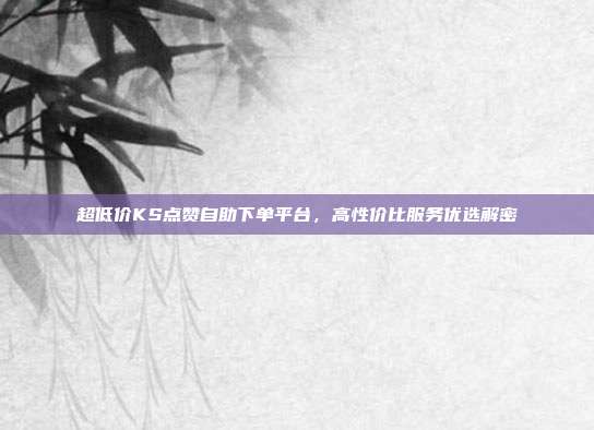 超低价KS点赞自助下单平台，高性价比服务优选解密