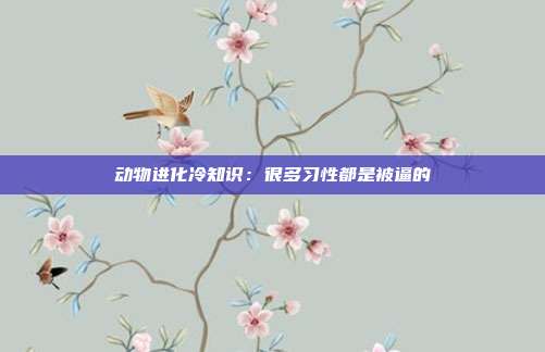 动物进化冷知识：很多习性都是被逼的